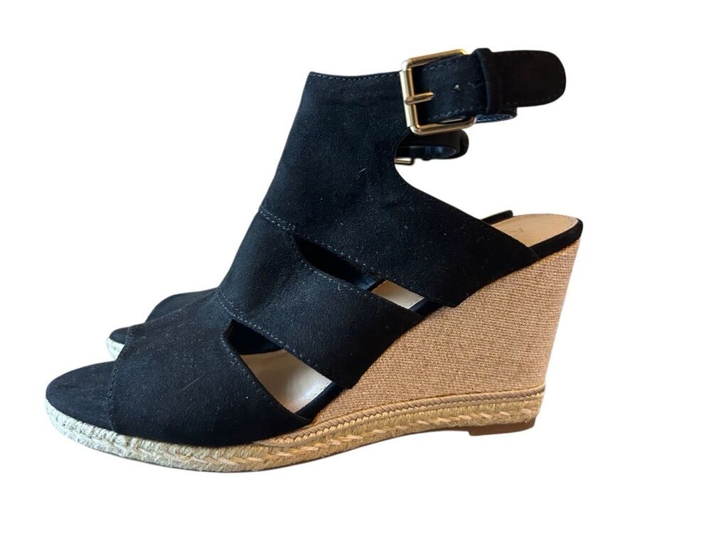 EUC Apt. 9 wedge suede sandals sz 7.5 espadrille minimalist vacation